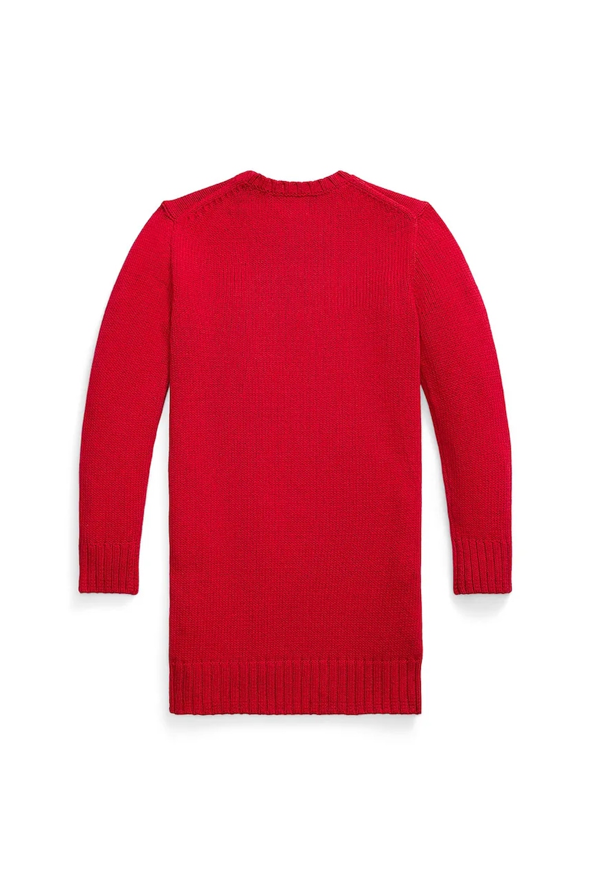 Хлопковое детское платье Polo Ralph Lauren цвет красный mini прямое 313978873001 Хлопковое детское платье Polo Ralph Lauren цвет красный mini прямое 313978873001