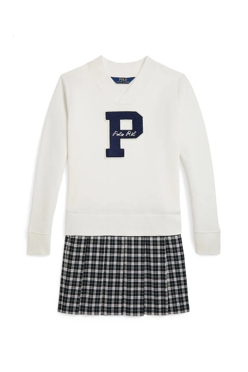 Детское платье Polo Ralph Lauren цвет белый mini прямое 313979024001 Детское платье Polo Ralph Lauren цвет белый mini прямое 313979024001