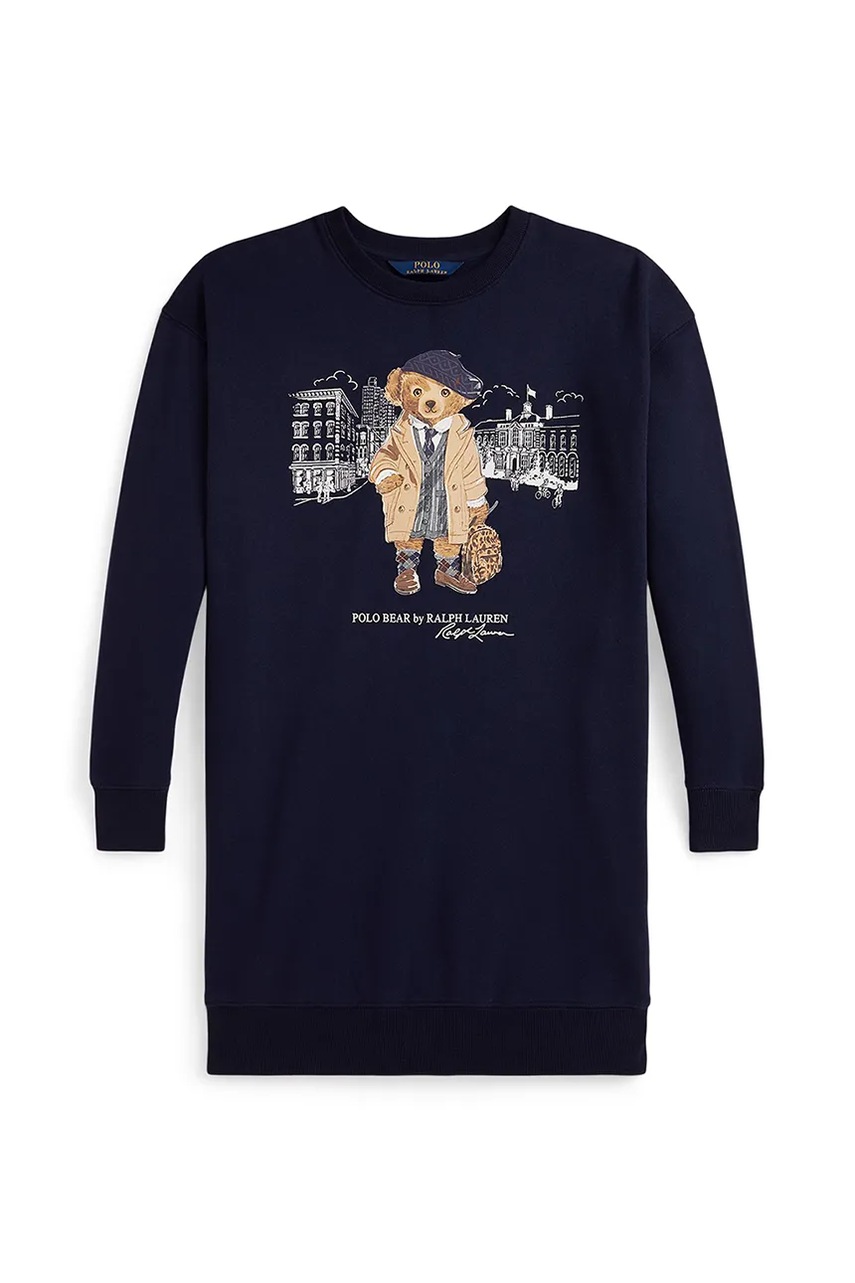 Детское платье Polo Ralph Lauren цвет синий mini oversize 313979036001 Детское платье Polo Ralph Lauren цвет синий mini oversize 313979036001