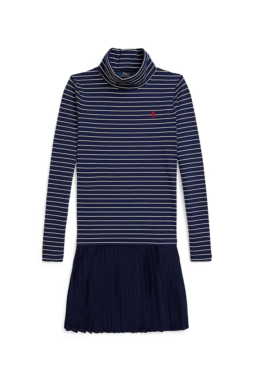 Levně Dětské šaty s bavlnou Polo Ralph Lauren tmavomodrá barva, mini, 313980676001
