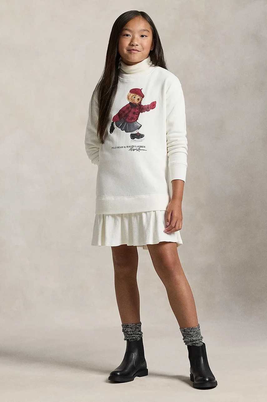 Levně Dětské šaty s bavlnou Polo Ralph Lauren béžová barva, mini, 313A99233001