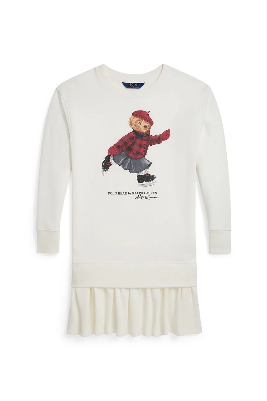Детское платье с хлопком Polo Ralph Lauren цвет бежевый mini расклешённое 313A99233001 Детское платье с хлопком Polo Ralph Lauren цвет бежевый mini расклешённое 313A99233001