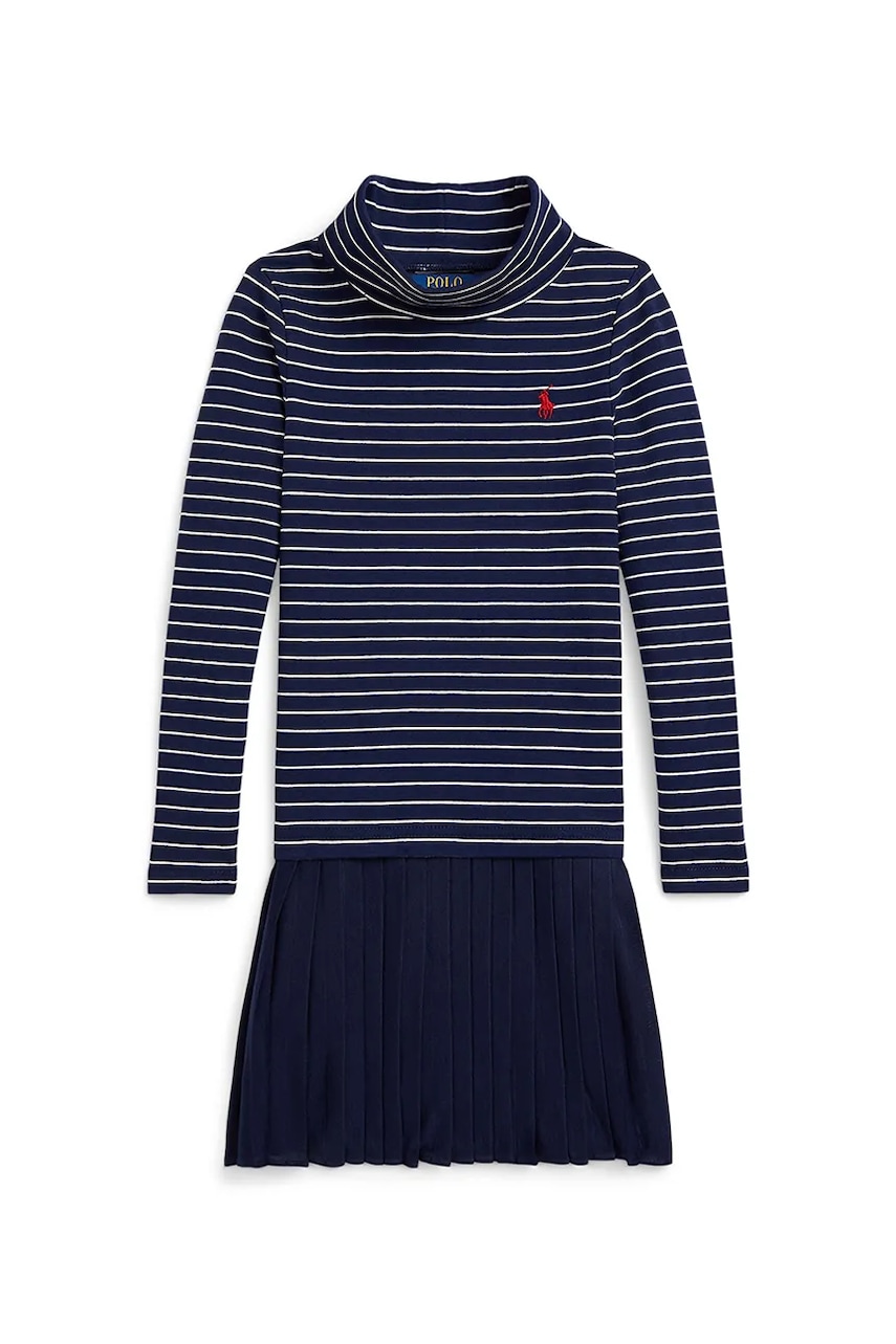 Levně Dětské šaty s bavlnou Polo Ralph Lauren tmavomodrá barva, mini, 312980676001