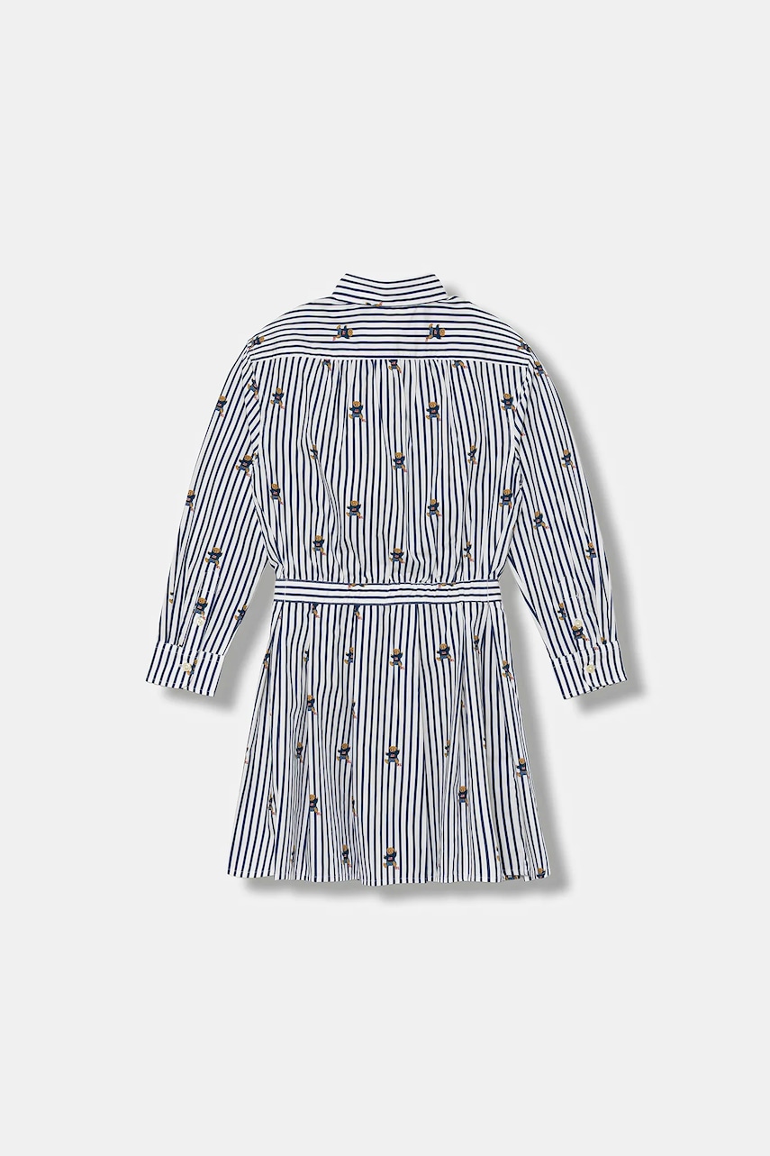 Хлопковое детское платье Polo Ralph Lauren цвет синий mini расклешённое 313978282001 Хлопковое детское платье Polo Ralph Lauren цвет синий mini расклешённое 313978282001