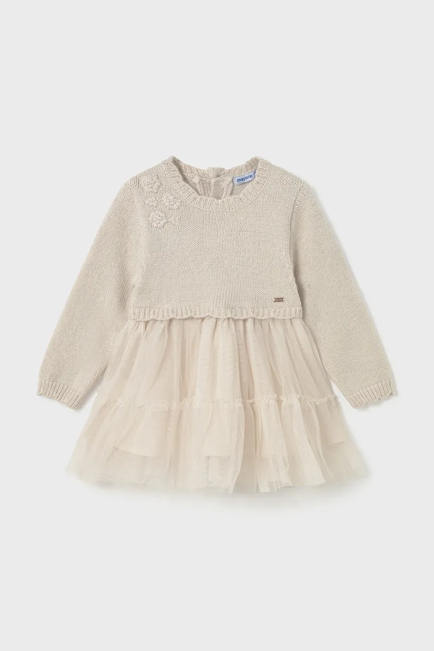 Mayoral rochie bebe culoarea bej, mini, evazați, 2905