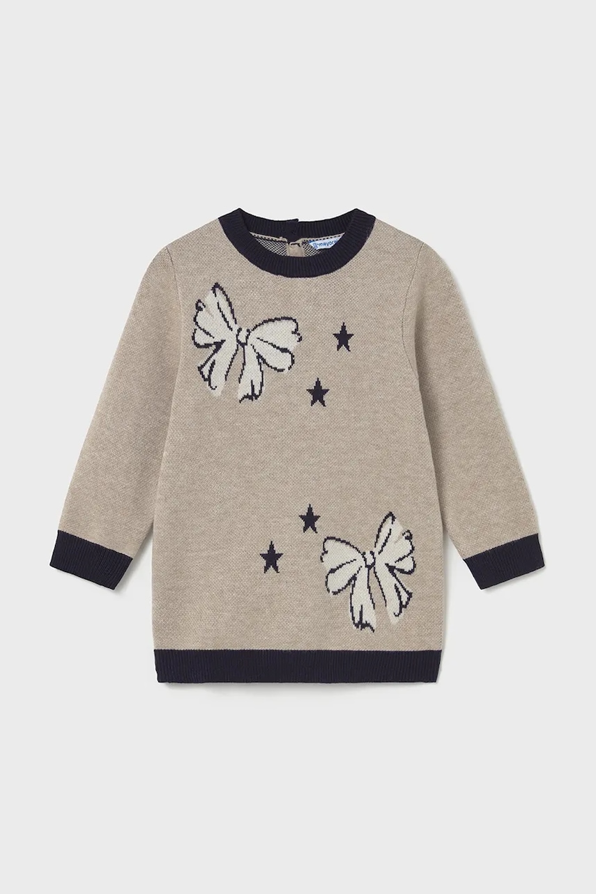 Mayoral rochie fete culoarea maro, mini, drept, 2911