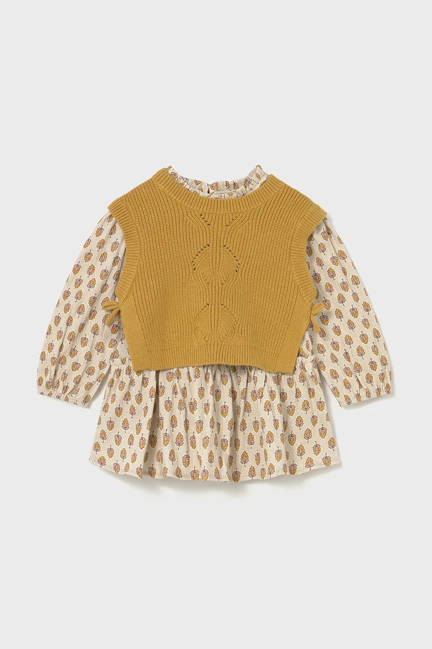 Mayoral rochie bebe culoarea galben, mini, evazați, 2913