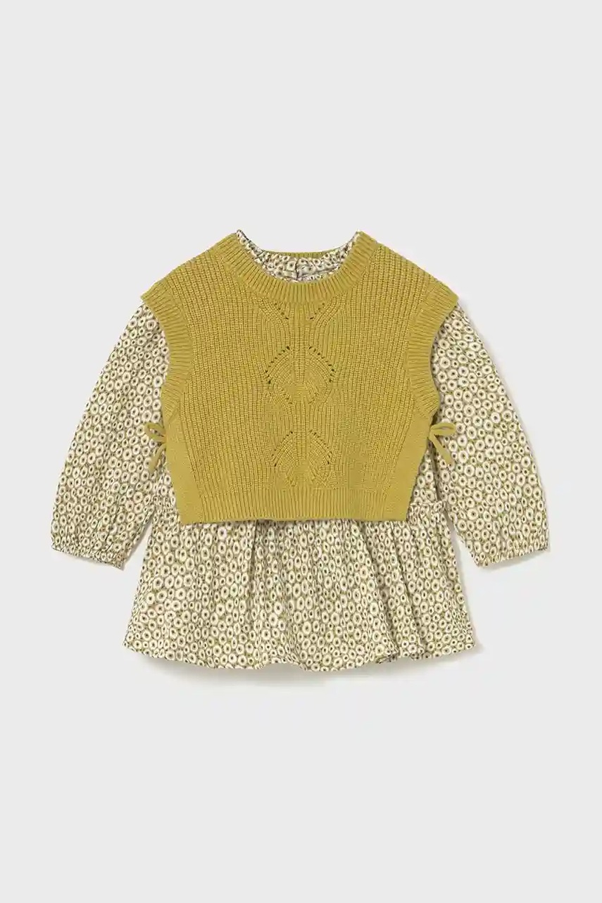 Платье для младенцев Mayoral цвет зелёный mini расклешённое 2913