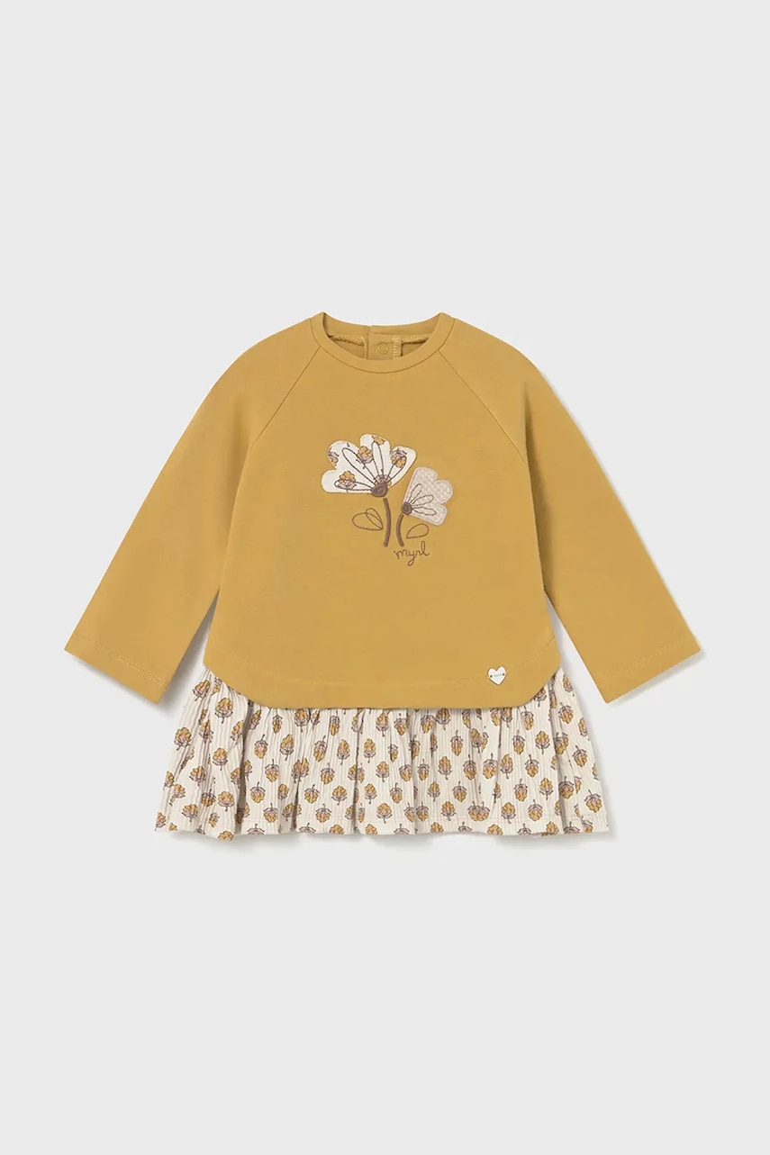 Mayoral rochie bebe culoarea galben, mini, evazați, 2914