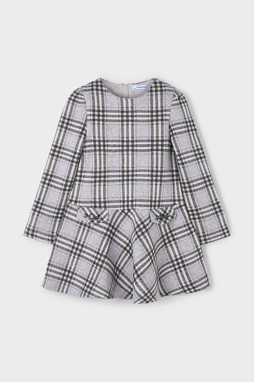 Детское платье Mayoral цвет серый mini расклешённое 4921 Детское платье Mayoral цвет серый mini расклешённое 4921
