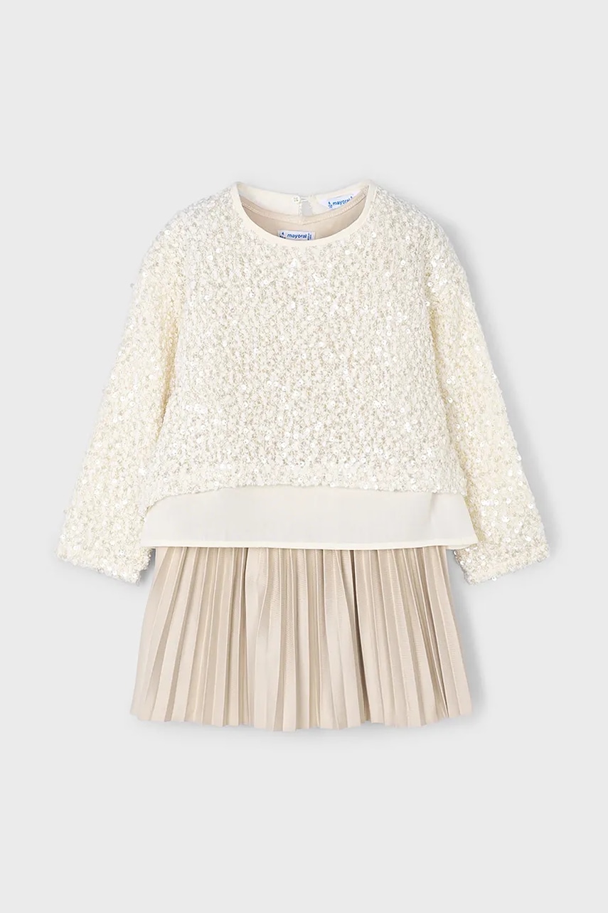 Детское платье Mayoral цвет бежевый mini расклешённое 4925 Детское платье Mayoral цвет бежевый mini расклешённое 4925