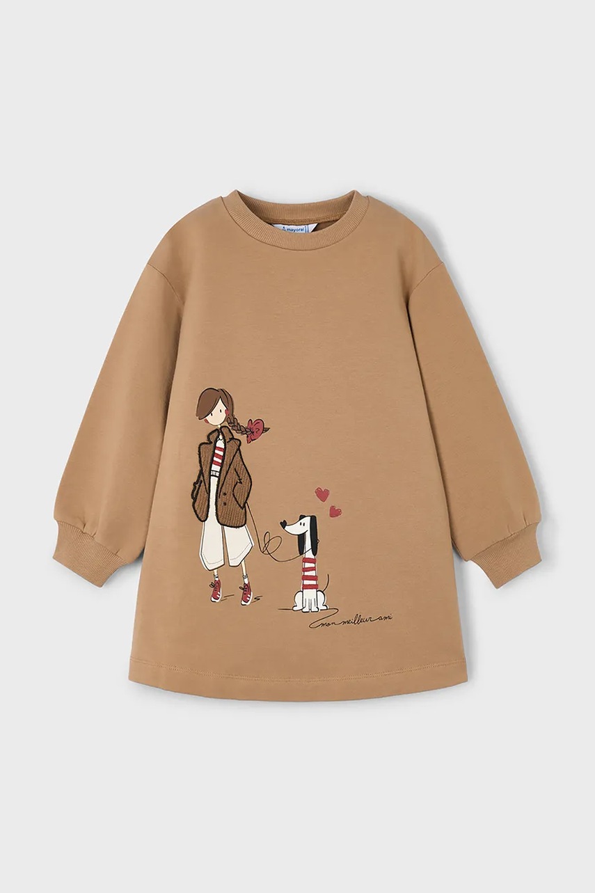Детское платье Mayoral цвет коричневый mini прямое 4929