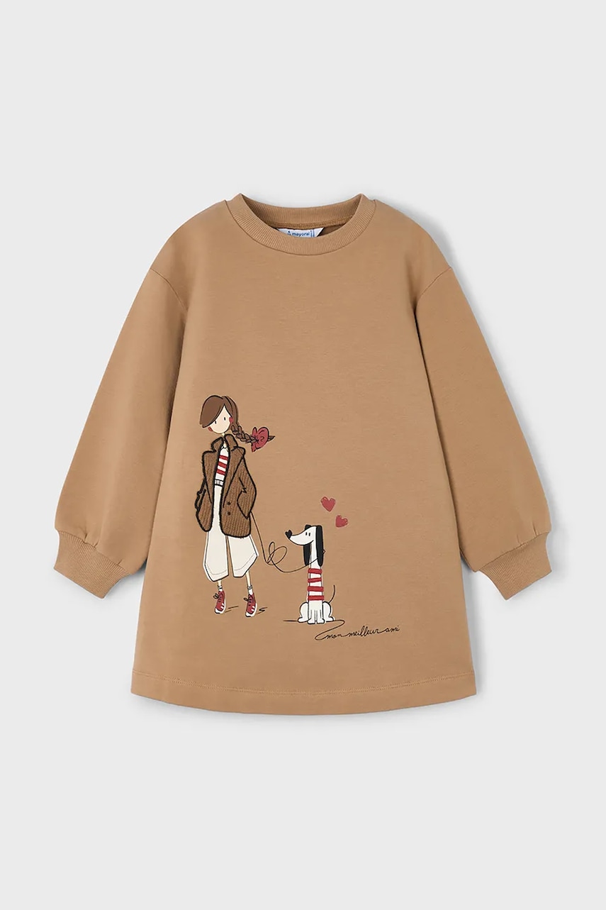 Детское платье Mayoral цвет коричневый mini прямое 4929 Детское платье Mayoral цвет коричневый mini прямое 4929