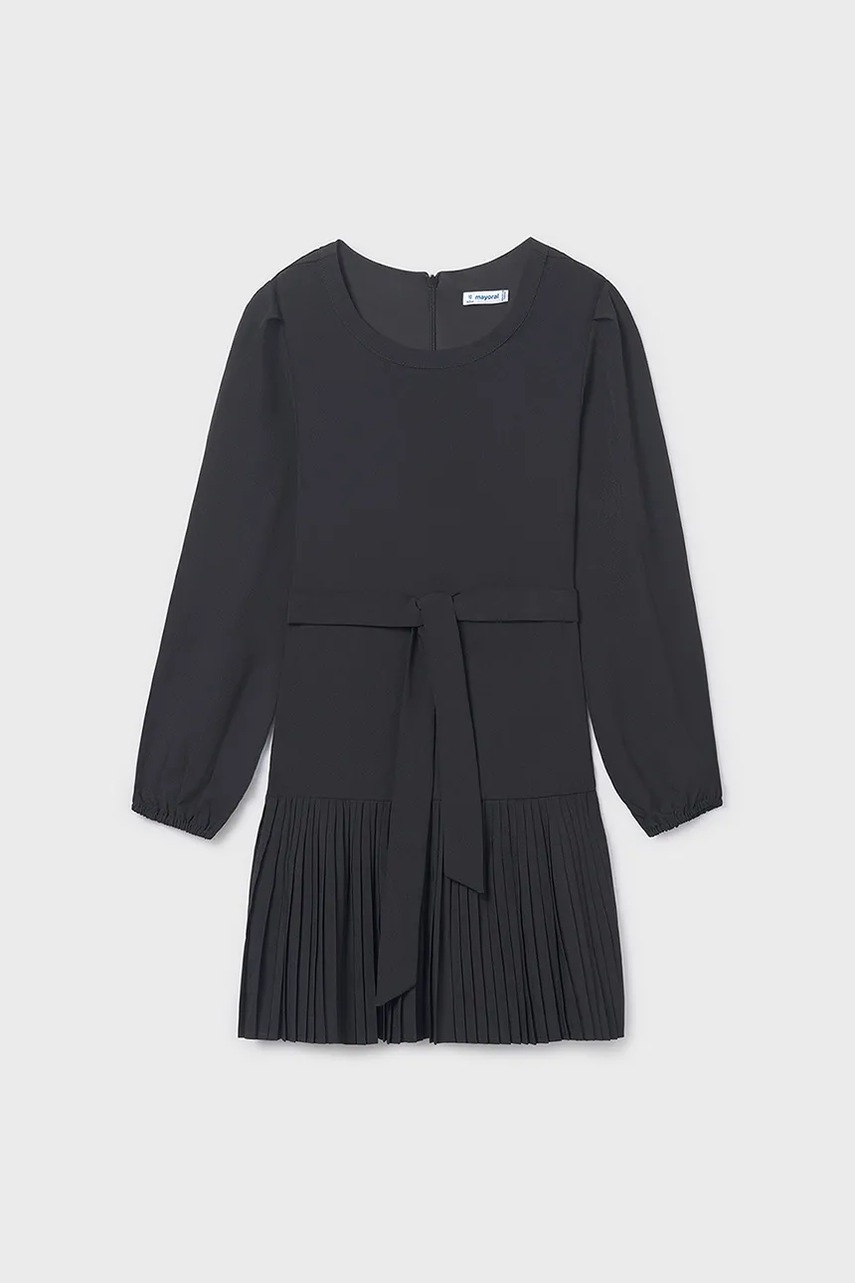 Детское платье Mayoral цвет чёрный midi расклешённое 7908