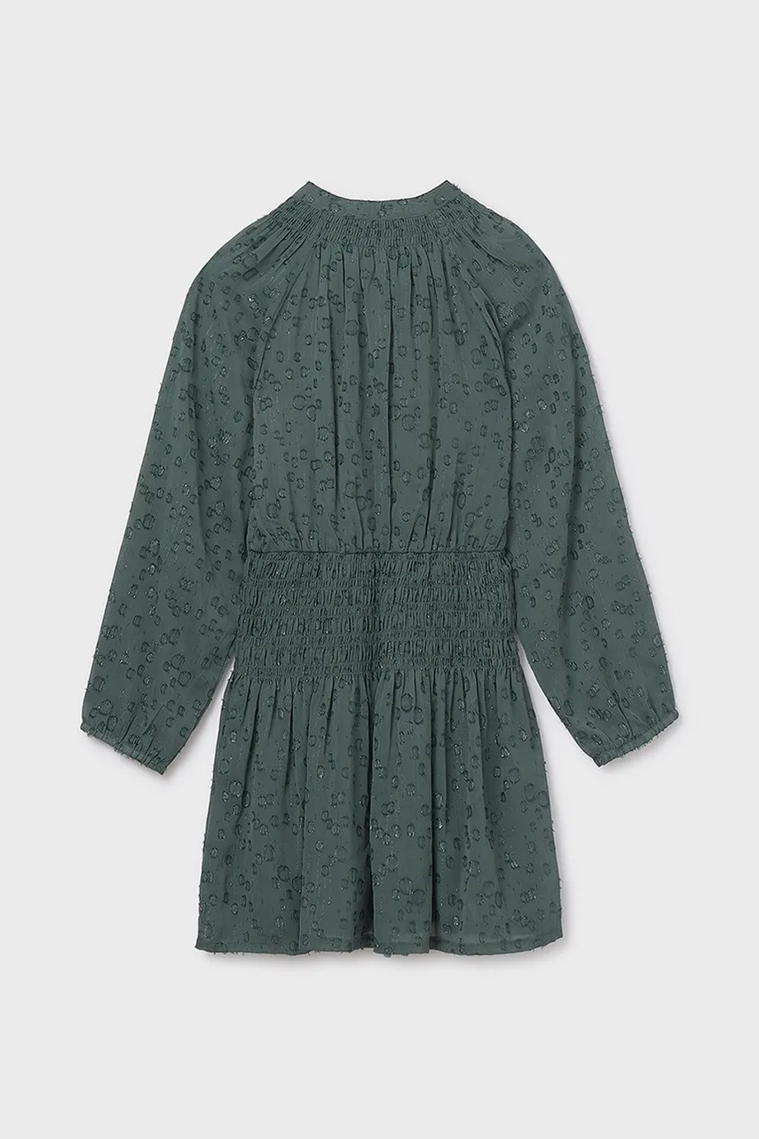 Детское платье Mayoral цвет зелёный mini расклешённое 7909 Детское платье Mayoral цвет зелёный mini расклешённое 7909