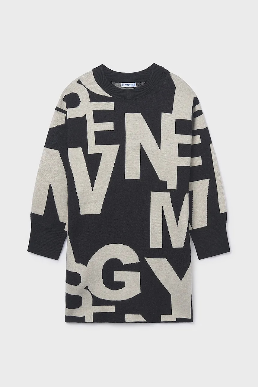 Mayoral rochie fete culoarea negru, midi, drept, 7911