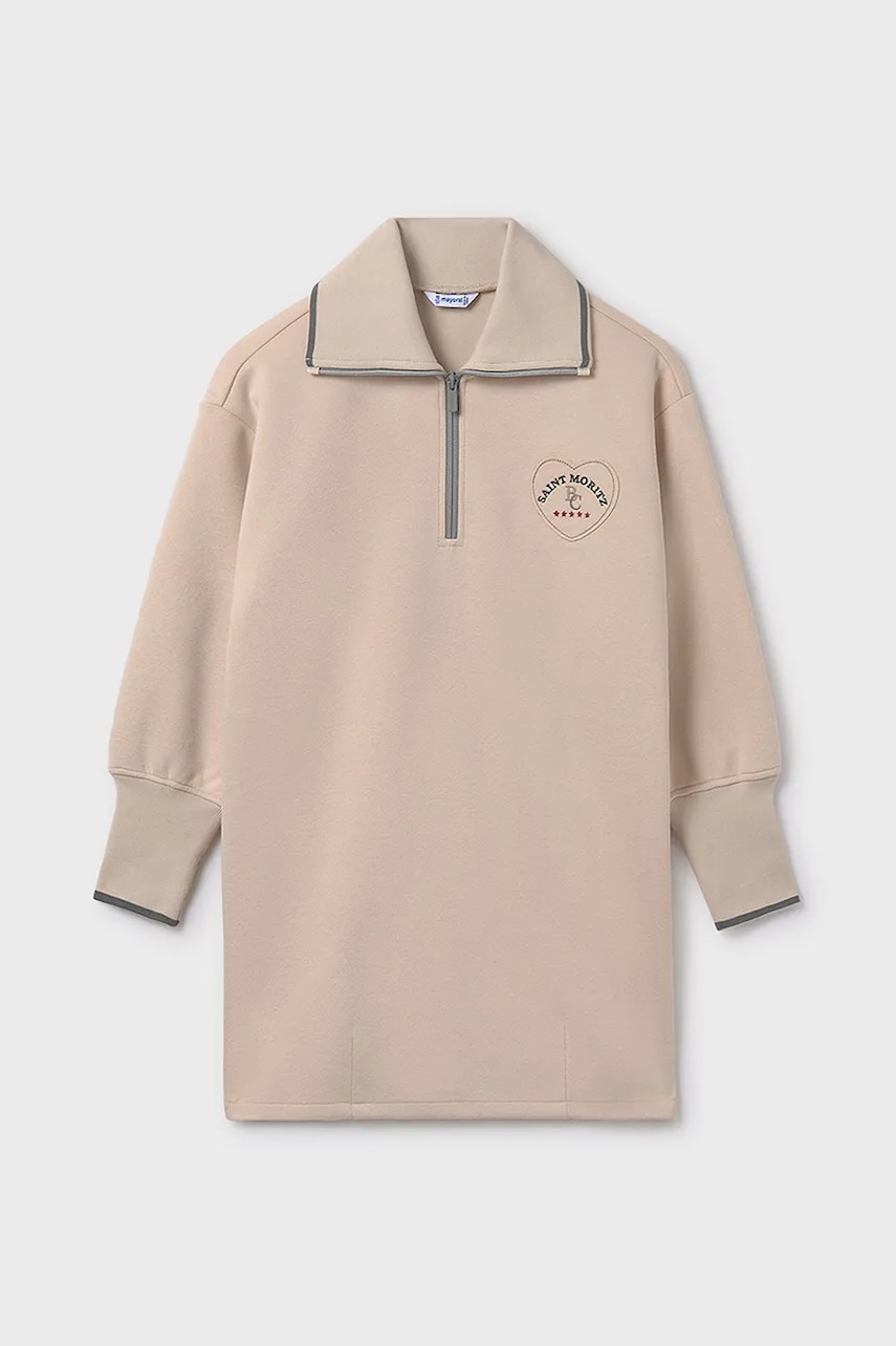 Levně Dívčí šaty Mayoral béžová barva, mini, oversize, 7912