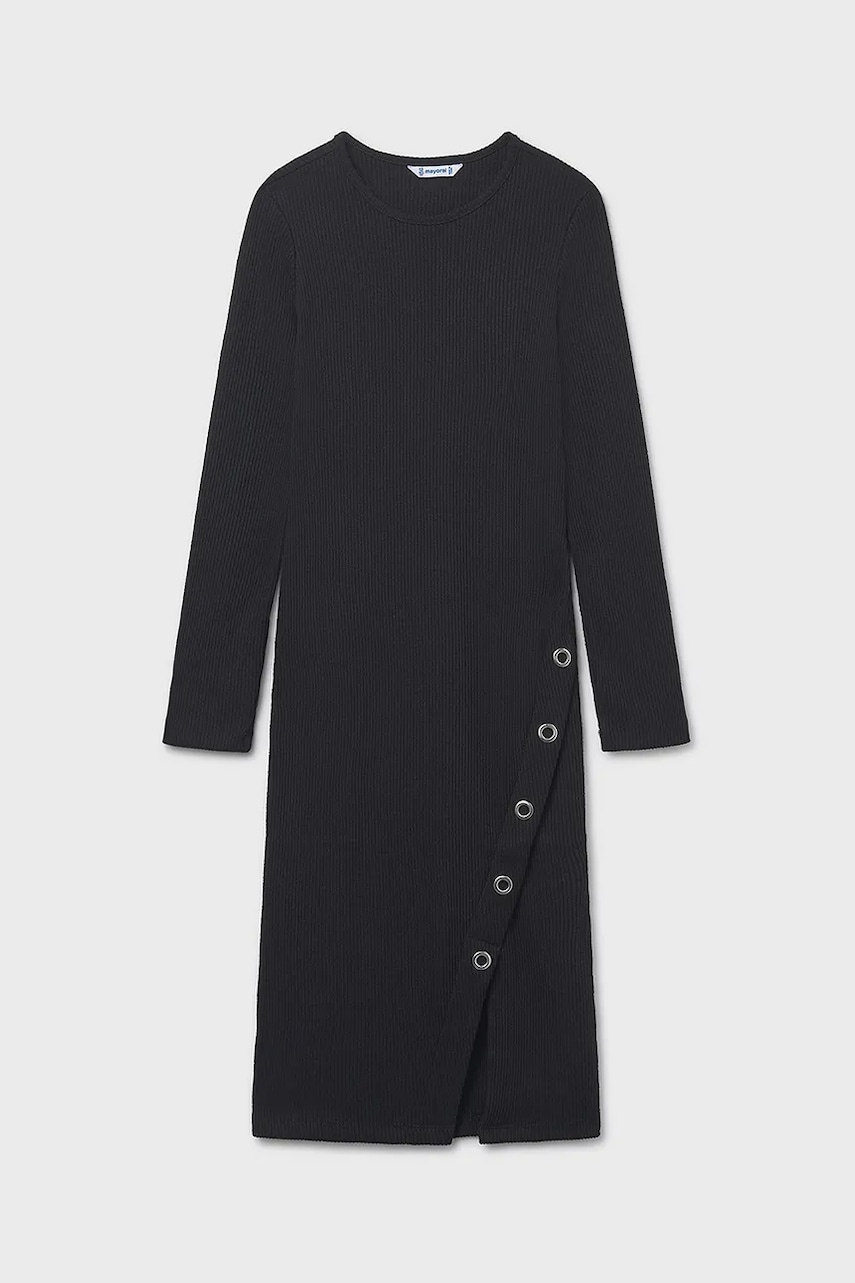 Mayoral rochie fete culoarea negru, midi, mulata, 7915