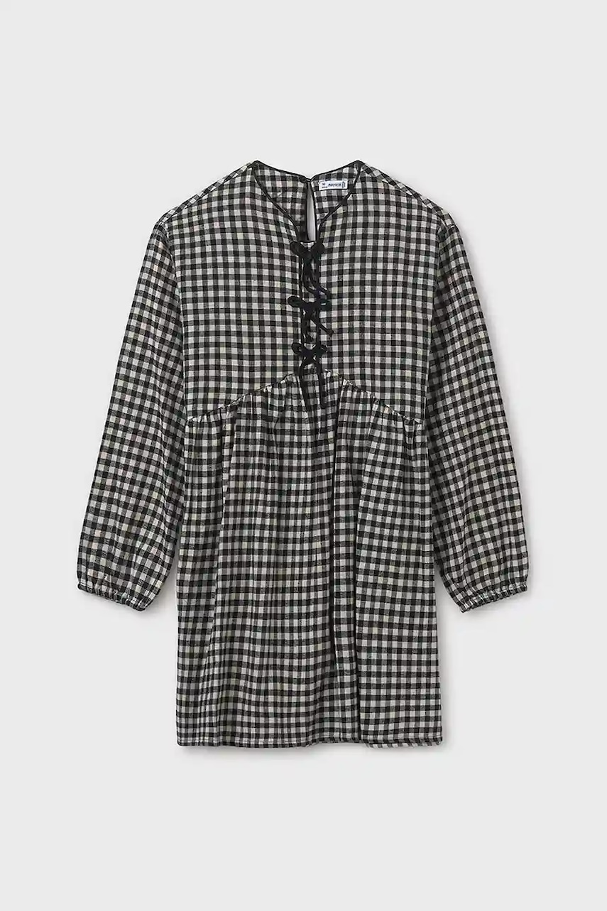 Mayoral rochie din bumbac pentru copii culoarea gri, mini, drept, 7916 Mayoral rochie din bumbac pentru copii culoarea gri, mini, drept, 7916