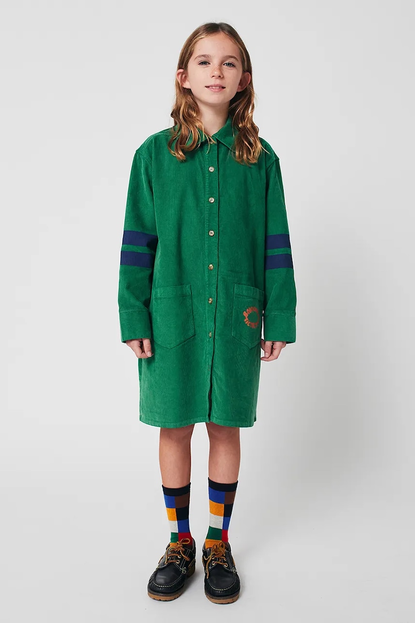 Bobo Choses rochie fete Tic Tac Toe culoarea verde, mini, drept, 225AC090