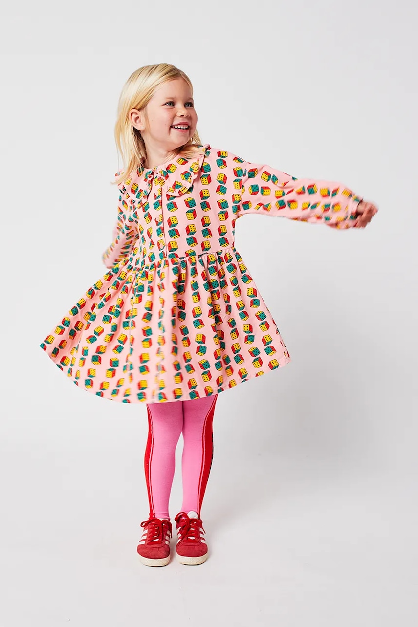 Bobo Choses rochie din bumbac pentru copii Dices culoarea roz, mini, evazați, 225AC146