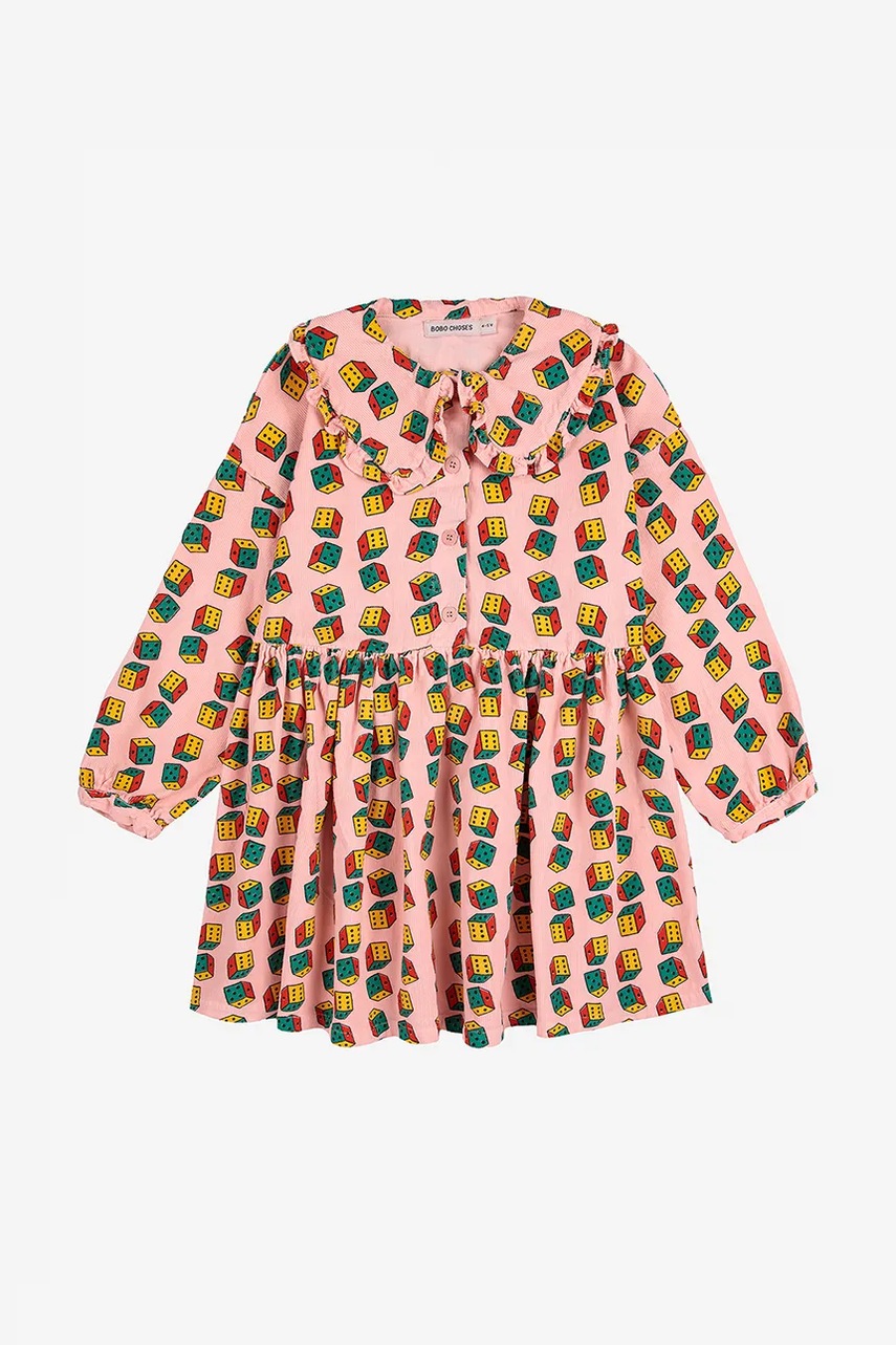 Хлопковое детское платье Bobo Choses Dices цвет розовый mini расклешённое 225AC146