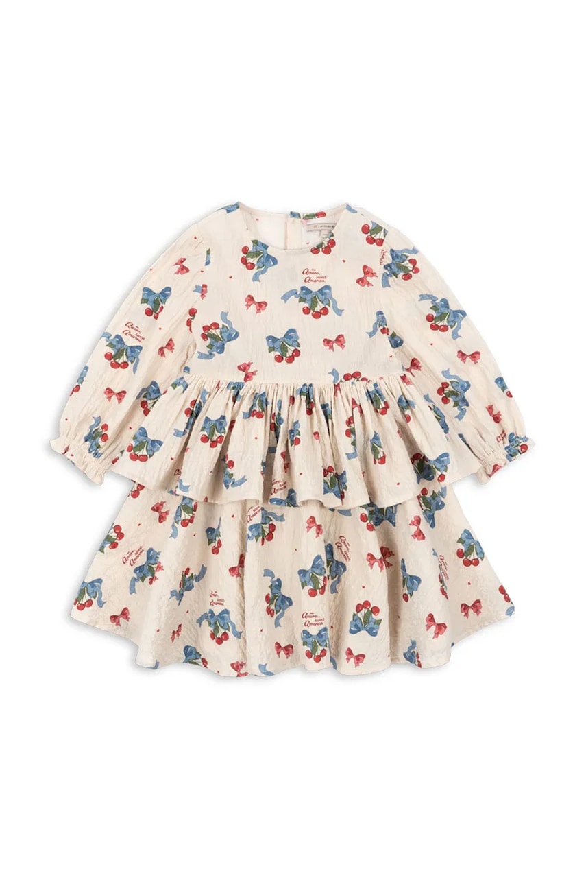 Konges Sløjd rochie fete ELIN DRESS GOTS culoarea bej, mini, evazati, KS103794