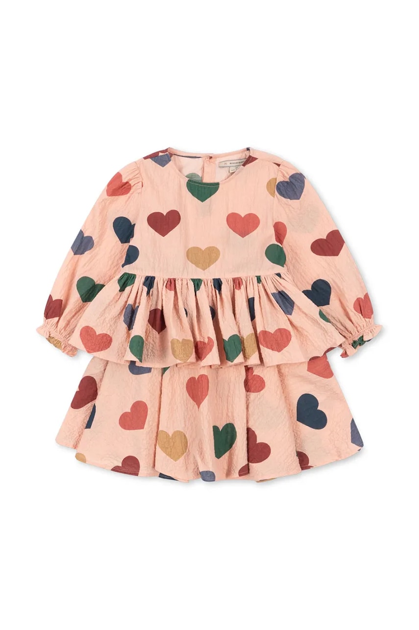 Konges Sløjd rochie fete ELIN DRESS GOTS culoarea roz, mini, evazati, KS103794