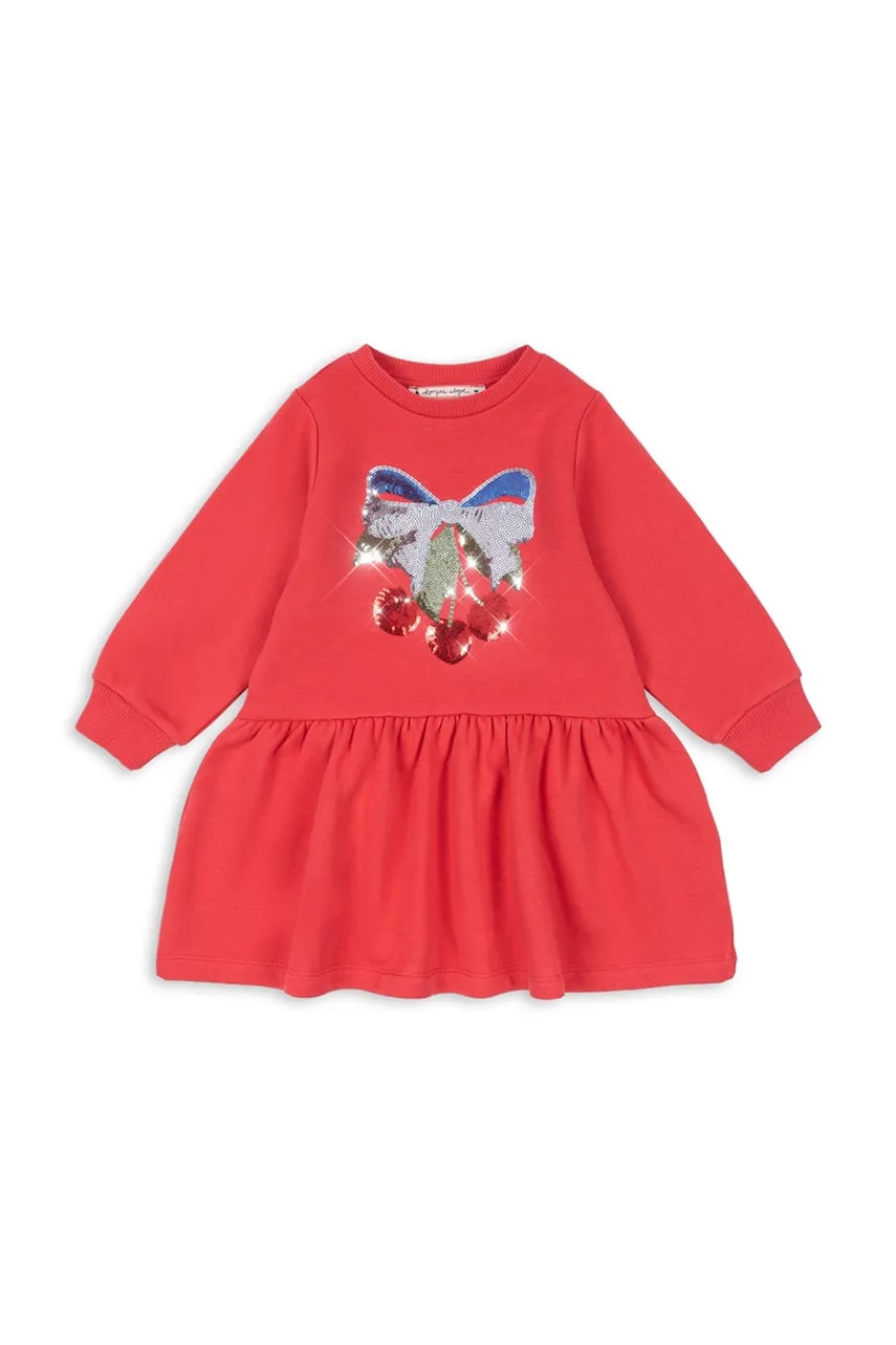 Konges Sløjd rochie LOU SEQUIN SWEAT DRESS OCS culoarea rosu, mini, evazati, KS103864