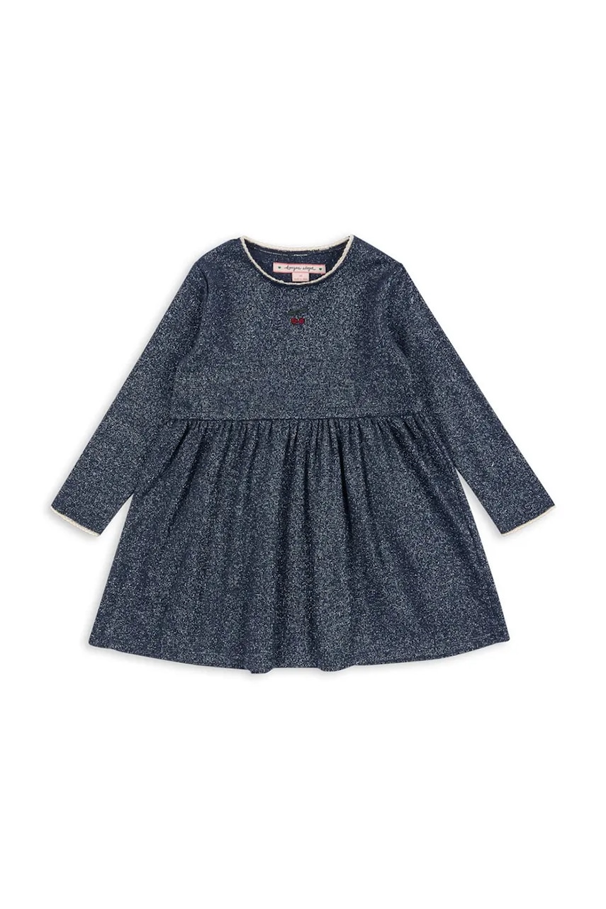 Levně Kojenecké šaty Konges Sløjd ROLI DRESS tmavomodrá barva, mini, áčková, KS103968