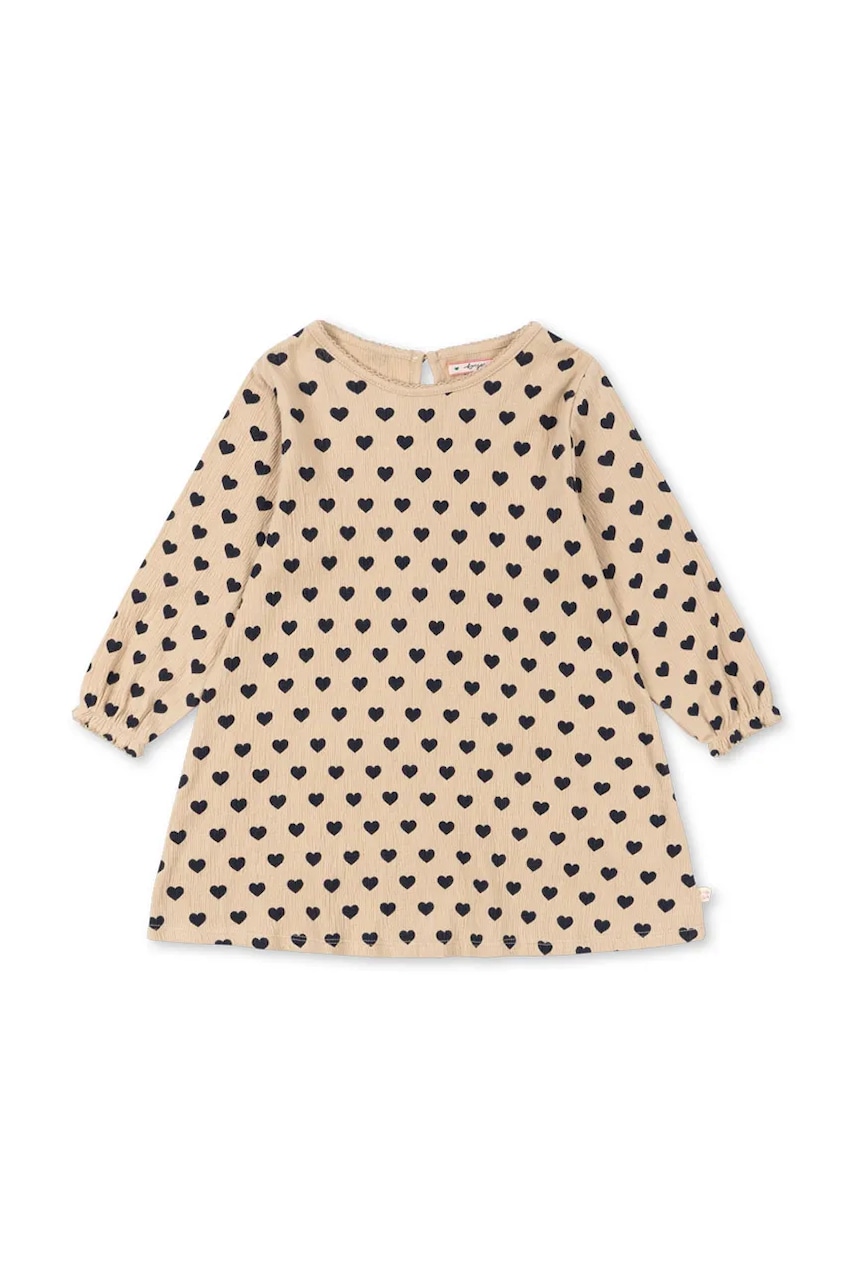 Konges Sløjd rochie de bumbac pentru copii CHLEO DRESS GOTS culoarea bej, mini, evazati, KS103751
