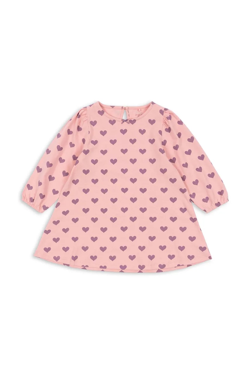 Konges Sløjd rochie din bumbac pentru copii DREY DRESS GOTS culoarea roz, mini, evazați, KS103782