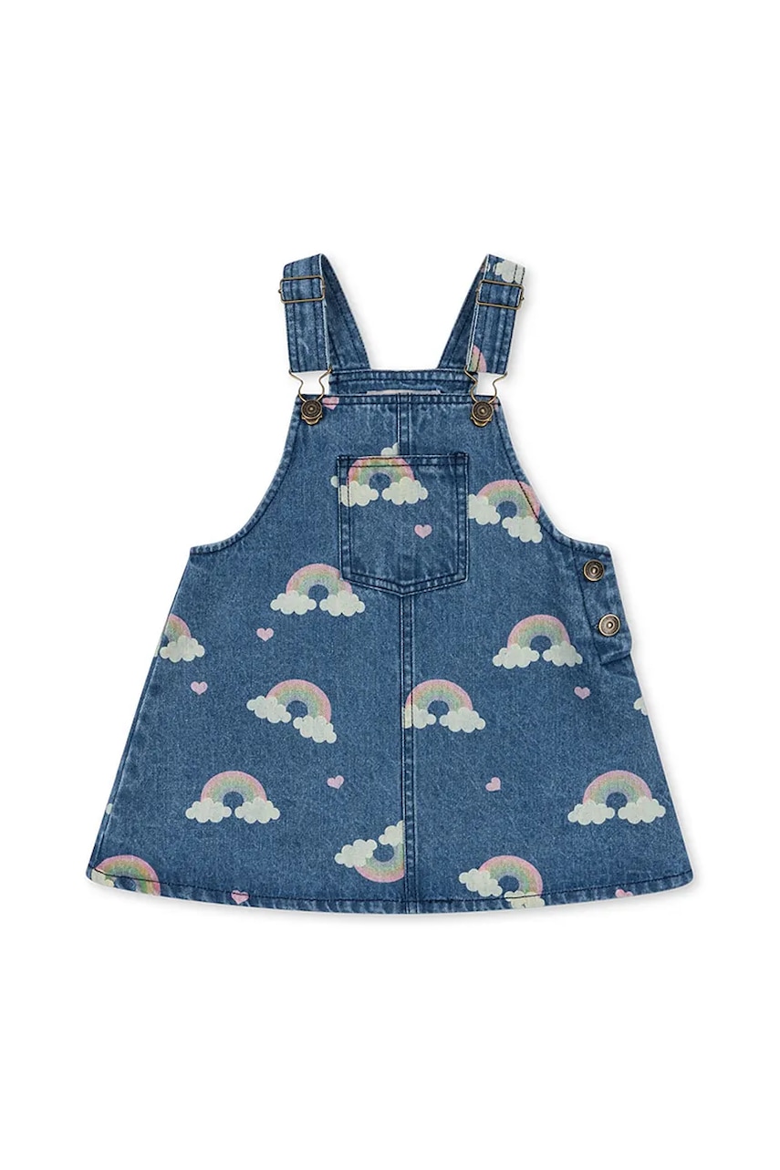 Konges Sløjd rochie din bumbac pentru copii MAGOT OVERALL DRESS GOTS culoarea bleumarin, mini, evazati, KS103887