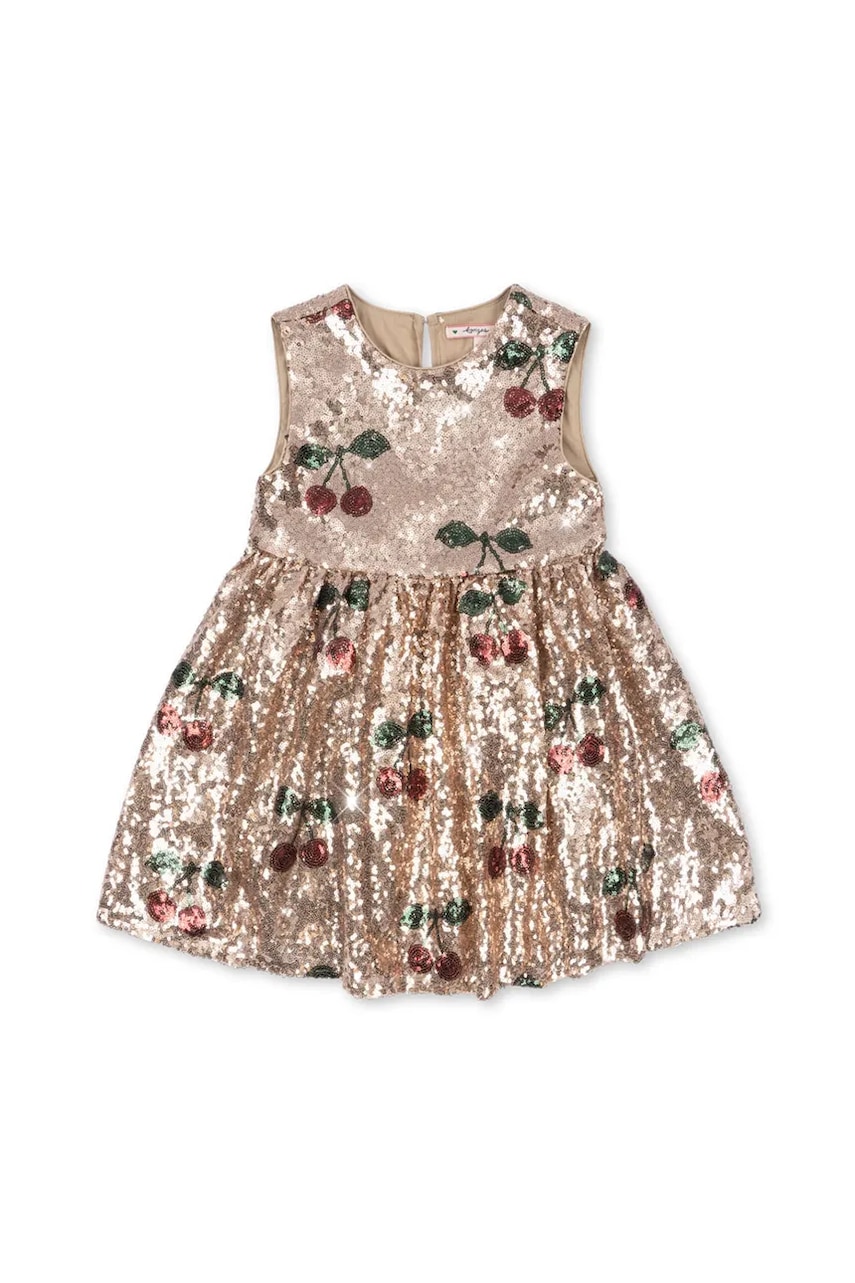 Konges Sløjd rochie fete STARLA SEQUIN DRESS culoarea bej, mini, evazati, KS103990