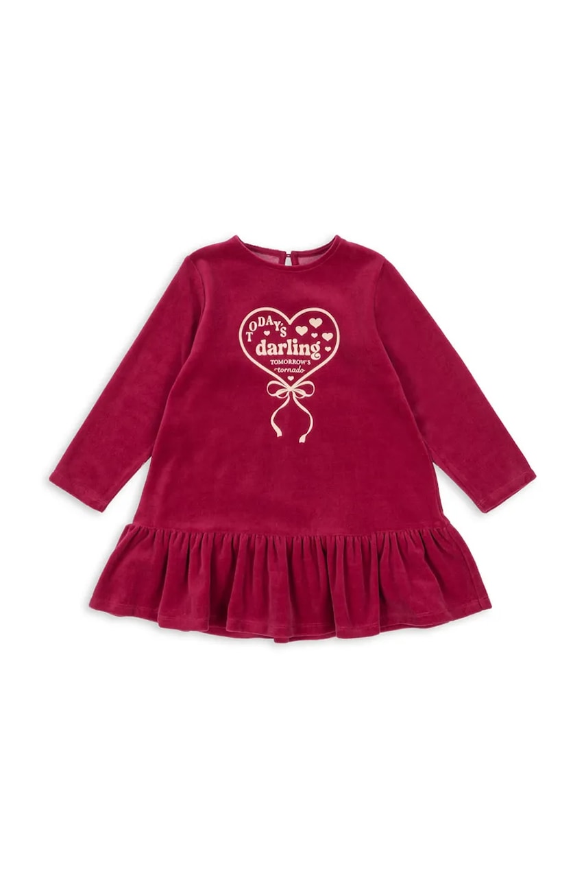 Konges Sløjd rochie fete VELOU DRESS GOTS culoarea bordo, mini, evazati, KS104029