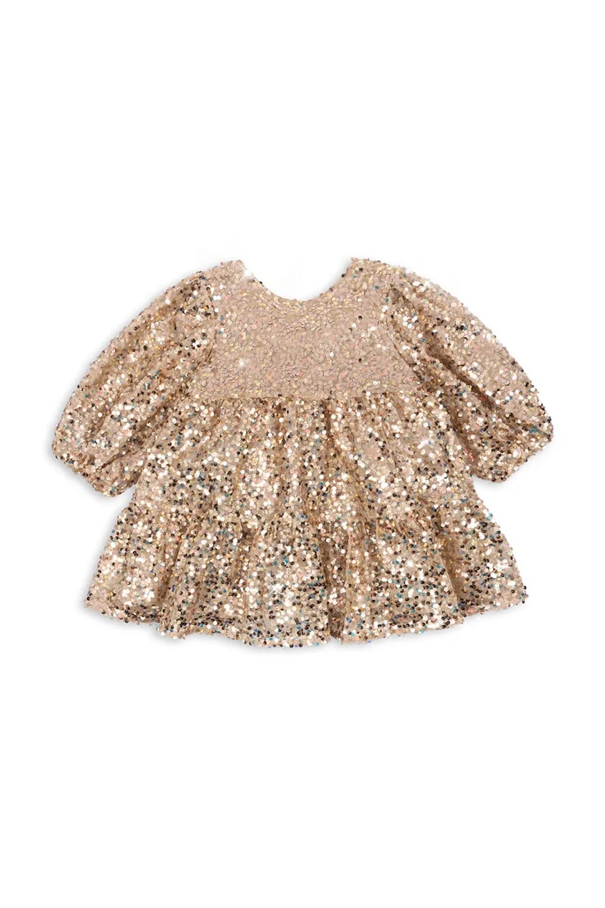 Детское платье Konges Sløjd LILA SEQUINS BOW DRESS цвет золотой mini расклешённое KS103858 Детское платье Konges Sløjd LILA SEQUINS BOW DRESS цвет золотой mini расклешённое KS103858
