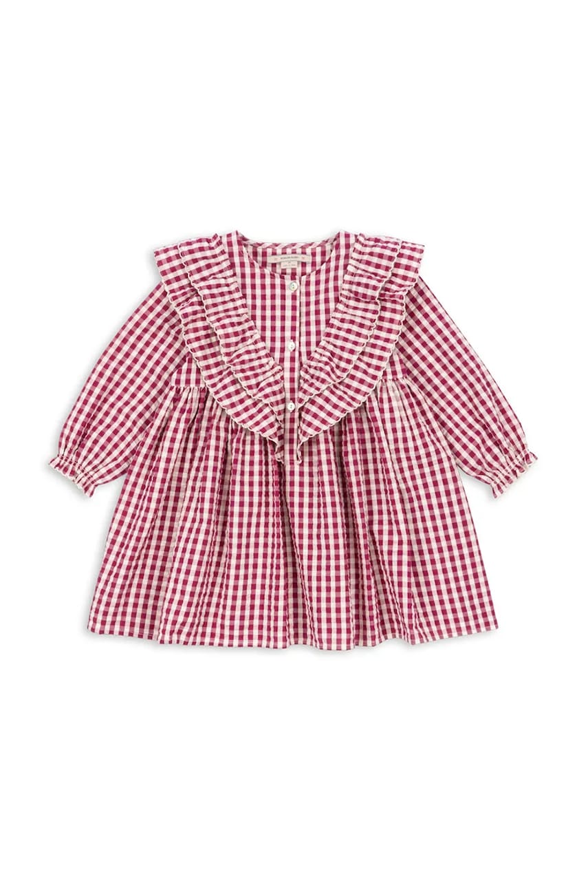 Konges Sløjd rochie din bumbac pentru copii KIM DRESS GOTS culoarea roșu, mini, evazați, KS103840