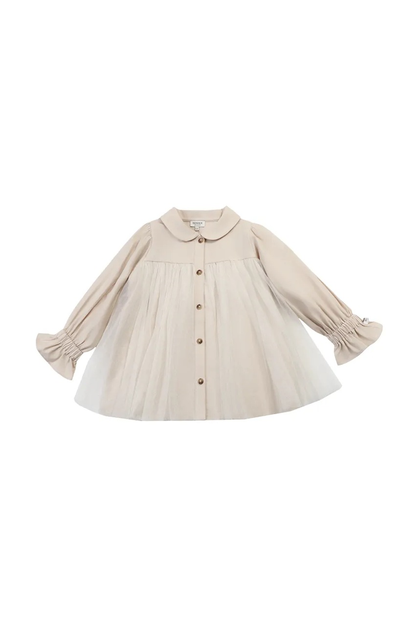 Детское платье с добавлением льна Donsje Venne Blouse цвет бежевый mini расклешённое 4102400