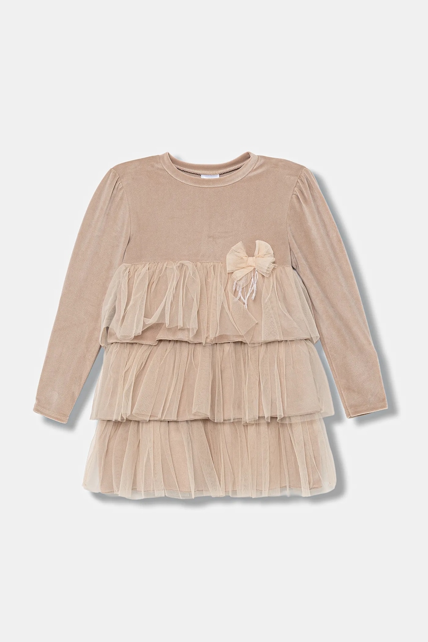 Jamiks rochie fete ADEL culoarea bej, mini, evazați, JZI224