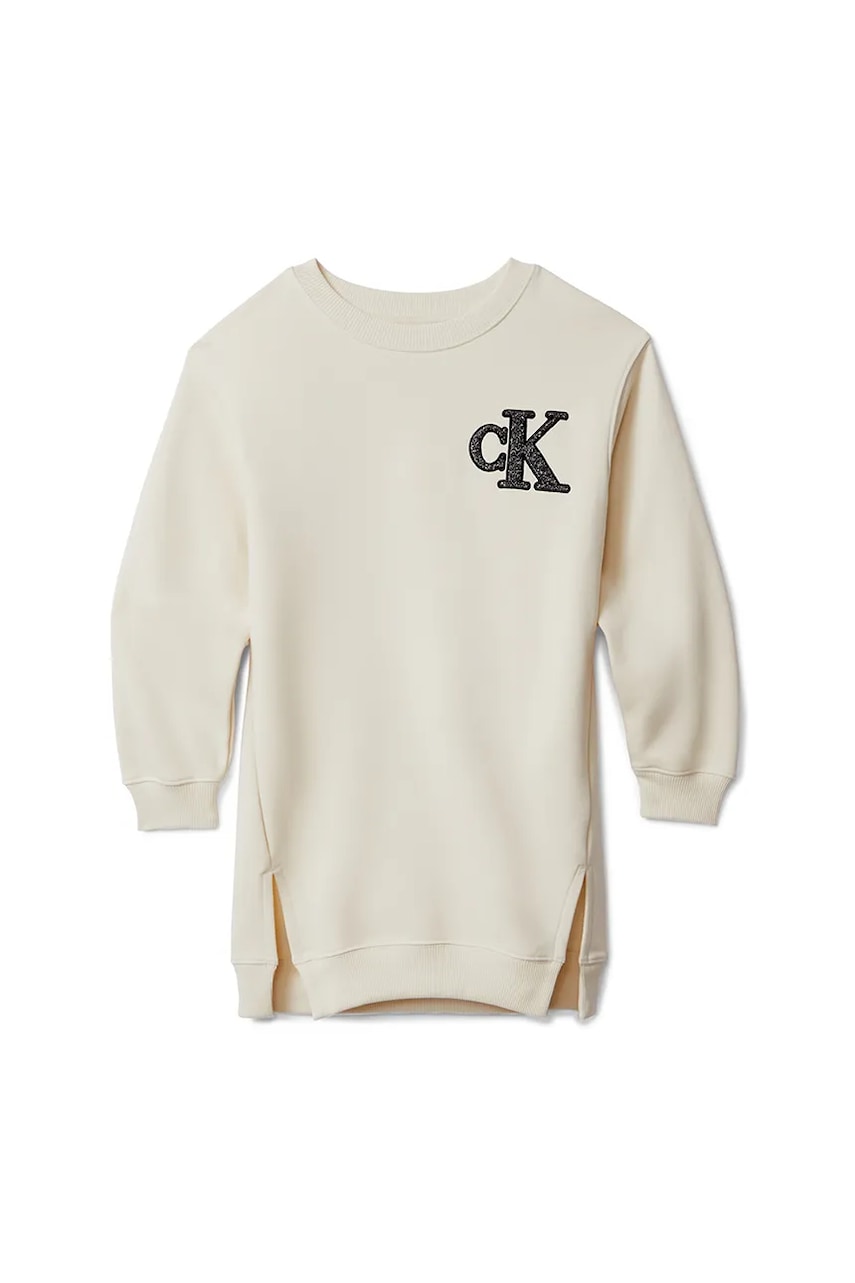 Детское платье Calvin Klein Jeans цвет бежевый mini oversize IG0IG03009 Детское платье Calvin Klein Jeans цвет бежевый mini oversize IG0IG03009
