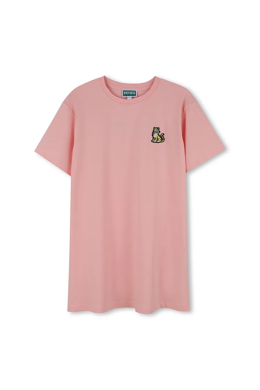 Kenzo Kids rochie din bumbac pentru copii culoarea roz, mini, drept, K61350 Kenzo Kids rochie din bumbac pentru copii culoarea roz, mini, drept, K61350