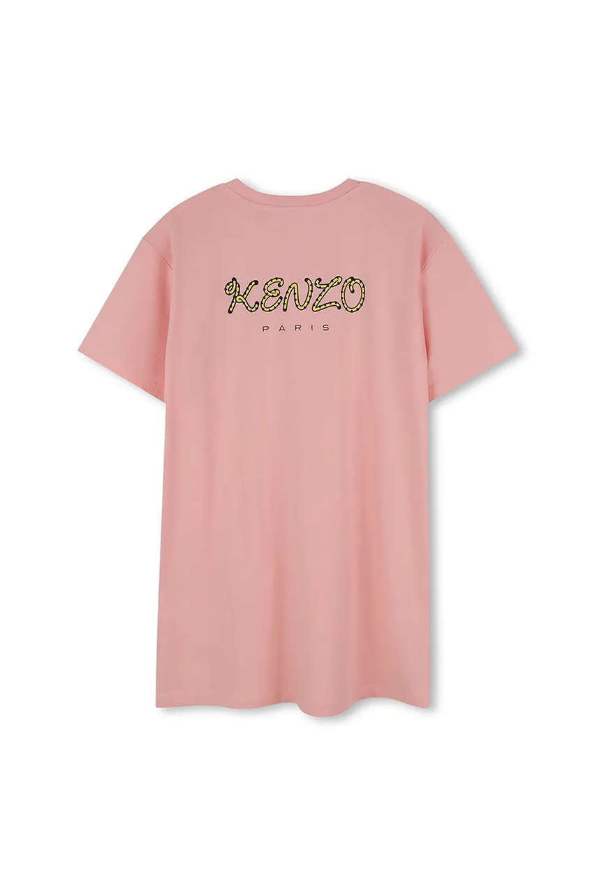 Хлопковое детское платье Kenzo Kids цвет розовый mini прямое K61350 Хлопковое детское платье Kenzo Kids цвет розовый mini прямое K61350