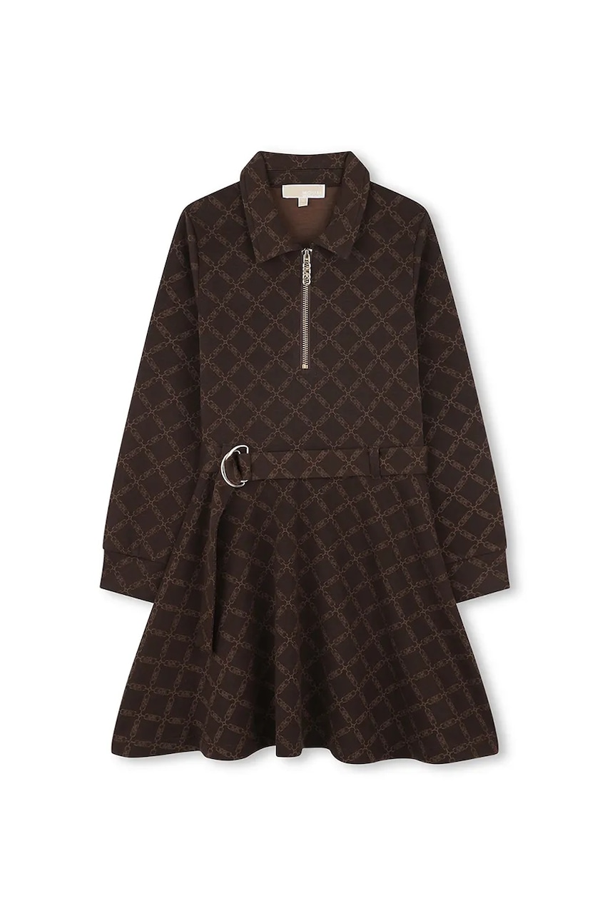 Детское платье Michael Kors цвет коричневый mini расклешённое R30475 Детское платье Michael Kors цвет коричневый mini расклешённое R30475