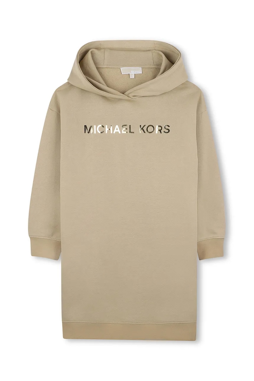 Michael Kors rochie din bumbac pentru copii culoarea bej, mini, oversize, R30479