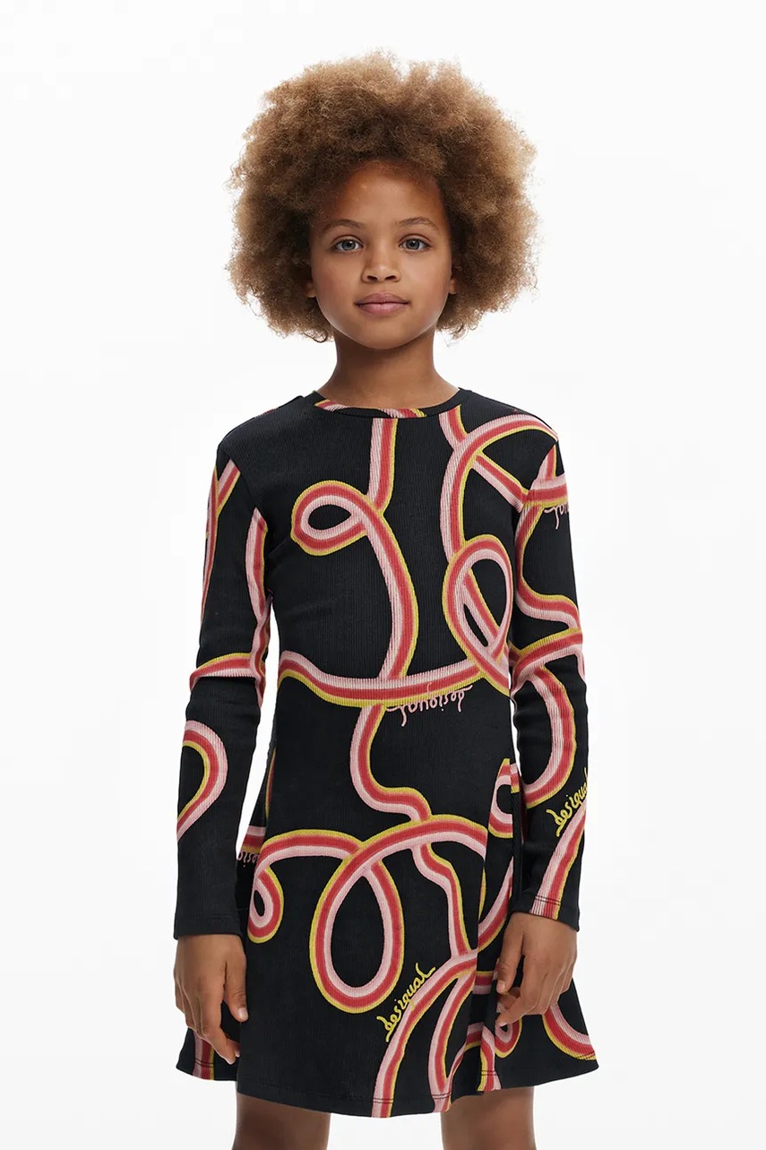 Desigual rochie fete culoarea negru, mini, evazati, 25WGVK07