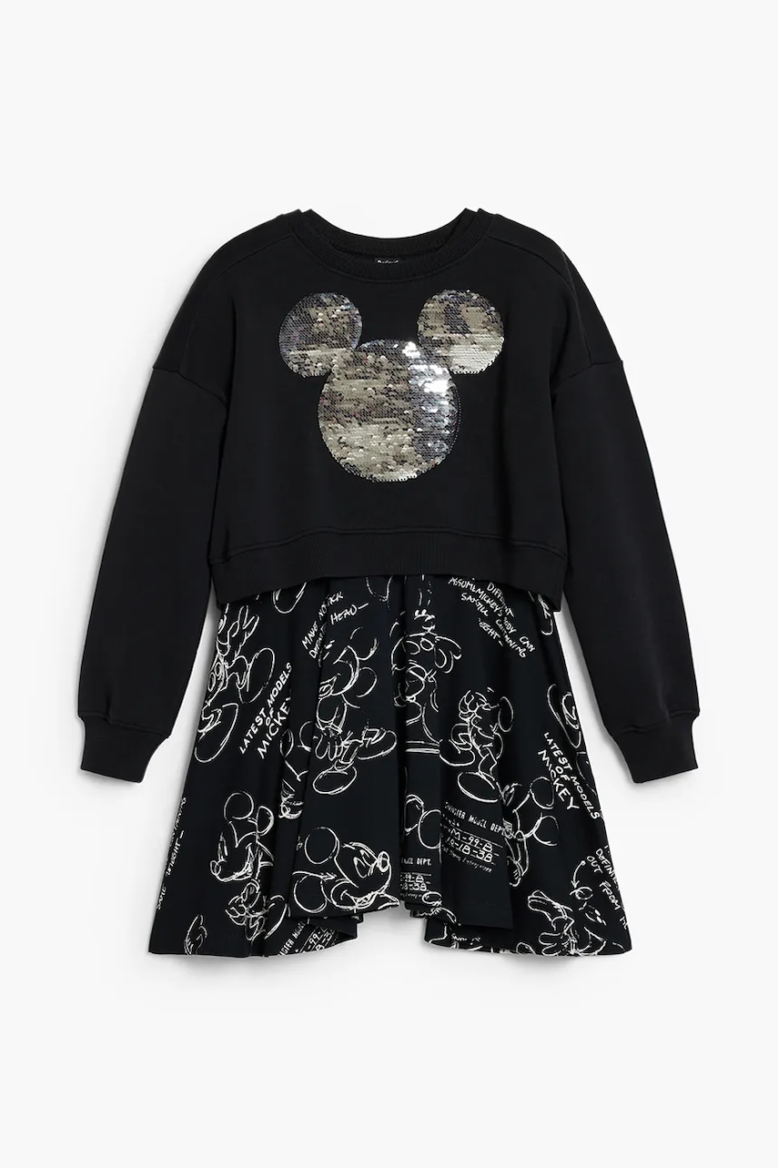Desigual rochie fete culoarea negru, mini, evazați, 25WGVK19