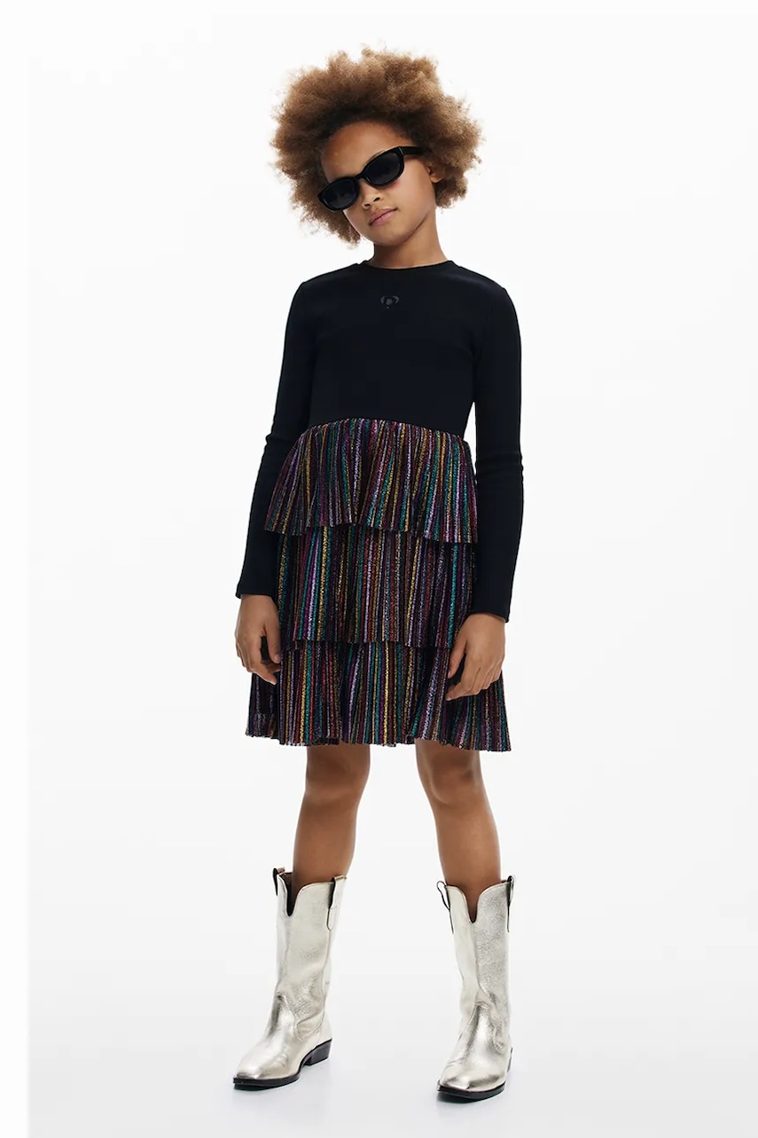 Desigual rochie fete culoarea negru, mini, evazati, 25WGVK20