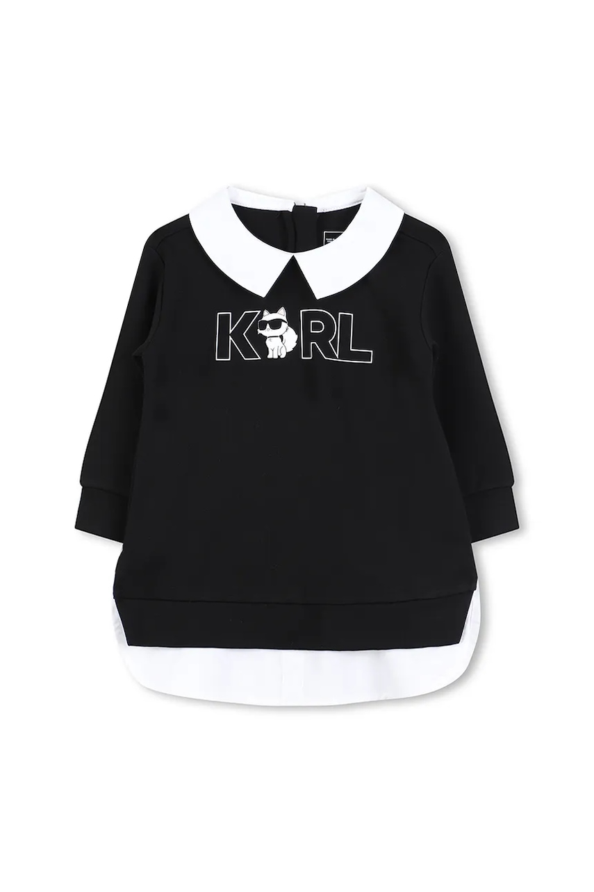 Karl Lagerfeld rochie bebe culoarea negru, mini, drept, Z30653
