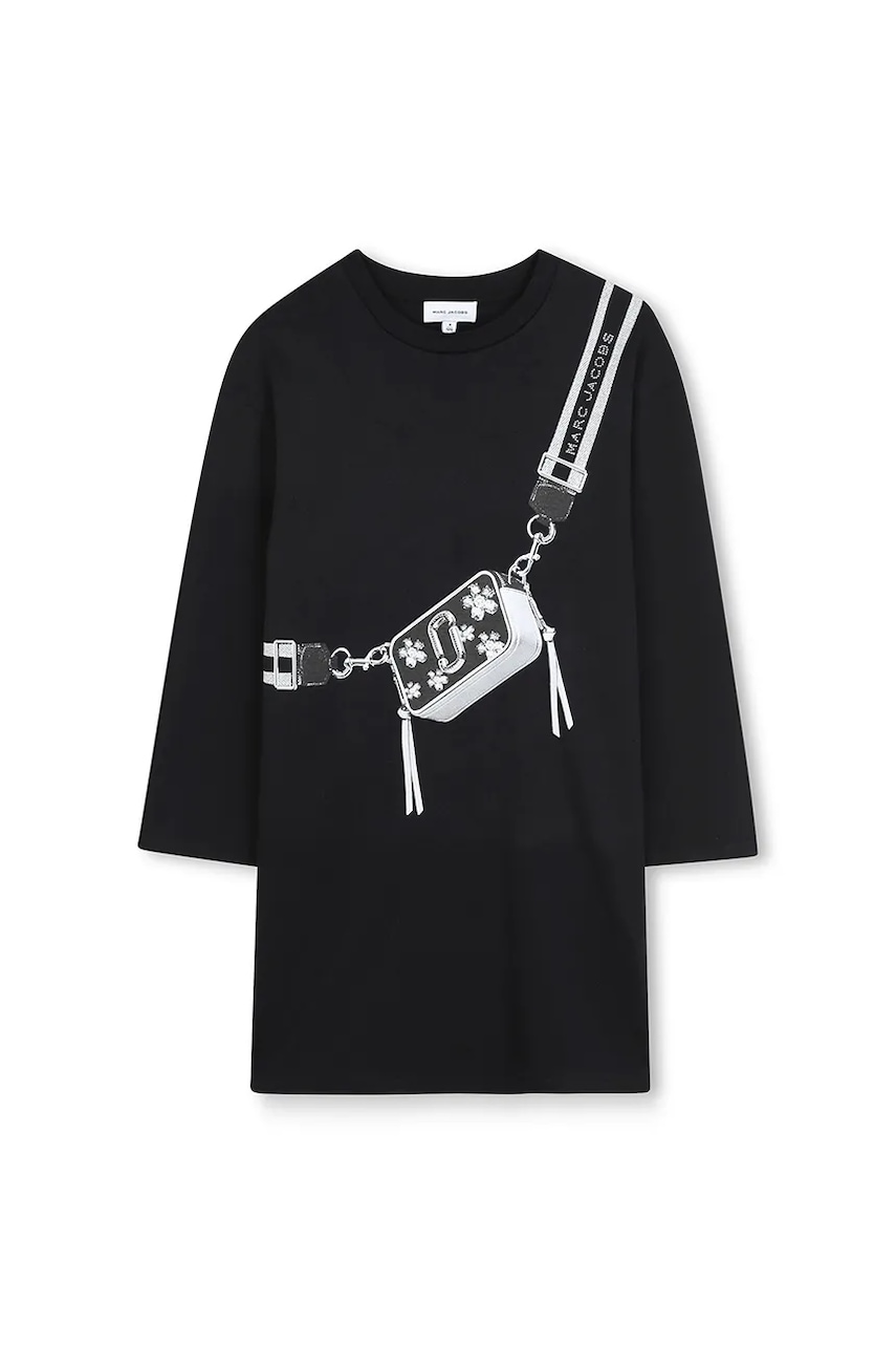 Levně Dětské bavlněné šaty Marc Jacobs černá barva, mini, oversize, W60598