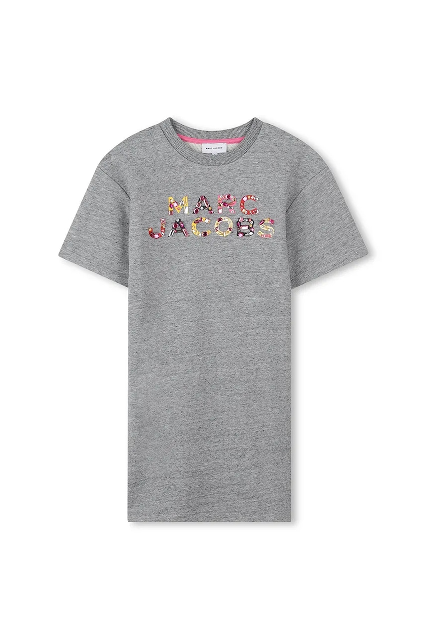 Хлопковое детское платье Marc Jacobs цвет серый mini прямое W60607 Хлопковое детское платье Marc Jacobs цвет серый mini прямое W60607